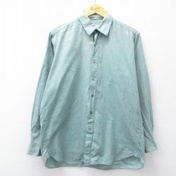 L★古着 ペリーエリス 長袖 シャツ メンズ 00年代 00s コットン 緑系 26feb28
