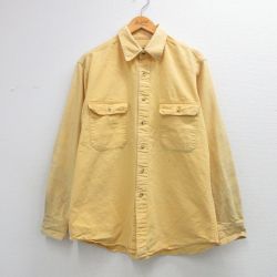 XL★古着 カベラス 長袖 シャツ メンズ 80年代 80s コットン 黄 26feb28