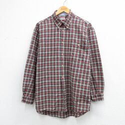 L★古着 ビューグルボーイ 長袖 シャツ メンズ 00年代 00s コットン ボタンダウン 赤他 チェック 26mar04