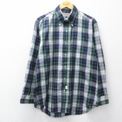 L★古着 マックレガー 長袖 シャツ メンズ 90年代 90s ボタンダウン 緑他 チェック 26mar04