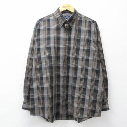 XL★古着 長袖 シャツ メンズ 90年代 90s 大きいサイズ ボタンダウン フレー他 チェック 26mar04