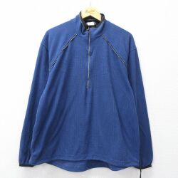XL★古着 長袖 ハーフジップ トップス メンズ 90年代 90s Peak RUN USA製 紺他 26mar05