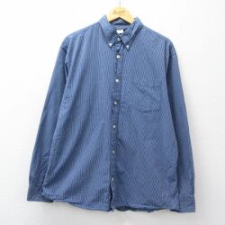 XL★古着 オールドネイビー OLD NAVY 長袖 シャツ メンズ 00年代 00s コットン ボタンダウン 薄紺他 チェック 26mar05
