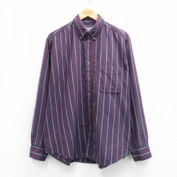 【20%OFF】00s 長袖シャツ ストライプ バーガンディ XL | 古着