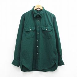 L★古着 カベラス 長袖 シャツ メンズ 80年代 80s USA製 緑 26mar06
