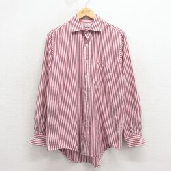 L★古着 アロー 長袖 シャツ メンズ 90年代 90s オックスフォード USA製 赤他 ストライプ 26mar09