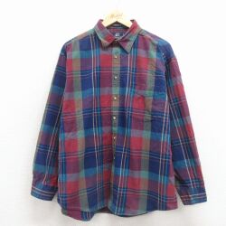 【20%OFF】バンヒューセン 00s 長袖シャツ ネイビーチェック XL | 古着