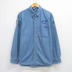XL★古着 長袖 シャツ メンズ 00年代 00s TUCSON コットン ボタンダウン 紺 デニム【spe】 26mar10