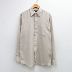 L★古着 長袖 シャツ メンズ 90年代 90s ベージュ 26mar12