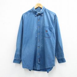 カタリナ 長袖シャツ ヘリンボーン ネイビー XL | 古着