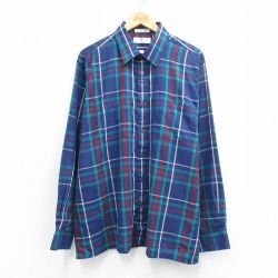 XL★古着 アロー 長袖 シャツ メンズ 90年代 90s 大きいサイズ 紺他 チェック 26mar13
