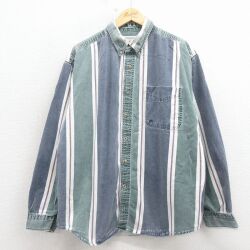 00s 長袖シャツ ストライプ ネイビー XL | 古着