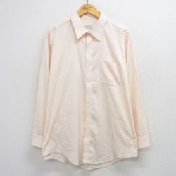 XL★古着 アロー 長袖 シャツ メンズ 90年代 90s 大きいサイズ ロング丈 USA製 薄オレンジストライプ 26mar23