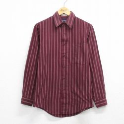 M★古着 ピューリタン 長袖 シャツ メンズ 00年代 00s エンジ他 ストライプ 26mar23