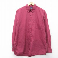L★古着 ベーシックエディションズ 長袖 シャツ メンズ 90年代 90s ボタンダウン エンジ 26mar24
