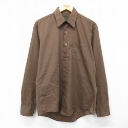 L★古着 長袖 シャツ メンズ 80年代 80s 茶 26mar24