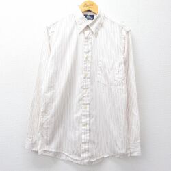 M★古着 STAFFORD 長袖 シャツ メンズ 90年代 90s 白他 ストライプ 26mar25