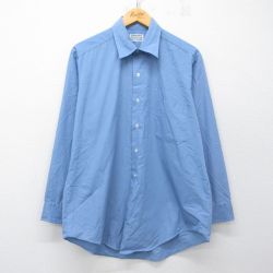L★古着 シアーズ 長袖 シャツ メンズ 80年代 80s ロング丈 薄紺 26mar31
