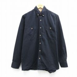L★古着 FADED GLORY 長袖 シャツ メンズ 00年代 00s コットン ボタンダウン 黒 26apr01