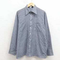 XL★古着 バンヒューセン 長袖 シャツ メンズ 80年代 80s 濃紺他 チェック 26apr02