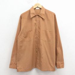 XL★古着 シアーズ 長袖 シャツ メンズ 70年代 70s 濃ベージュ 霜降り 26apr02