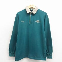 L★古着 長袖 ラガー シャツ メンズ 90年代 90s Dutchtown コットン USA製 青緑 26apr03