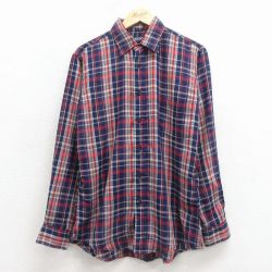 M★古着 ピューリタン 長袖 シャツ メンズ 80年代 80s 濃紺他 チェック 26apr03