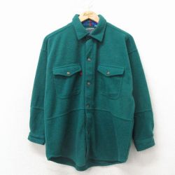 S★古着 ビューグルボーイ 長袖 フリース シャツ メンズ 00年代 00s 緑 26apr04