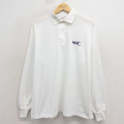 L★古着 長袖 ポロ シャツ メンズ 90年代 90s nysut USA製 白 26apr04