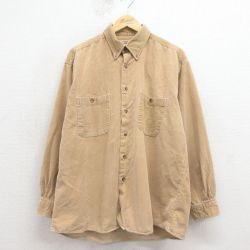 XL★古着 セントジョンズベイ 長袖 シャツ メンズ 00年代 00s コットン ボタンダウン ベージュ 26apr04