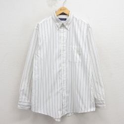 XL★古着 長袖 シャツ メンズ 90年代 90s コットン ボタンダウン USA製 白他 ストライプ 26apr04