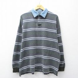 00s 長袖ラガーシャツ ボーダー グリーン XL | 古着