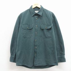 L★古着 カベラス 長袖 シャツ メンズ ダック地 コットン 緑 26apr11