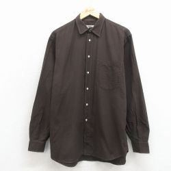 L★古着 長袖 シャツ メンズ 90年代 90s コットン イタリア製 こげ茶 26apr11