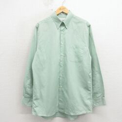 L★古着 バンヒューセン 長袖 シャツ メンズ ボタンダウン 薄緑 26apr16