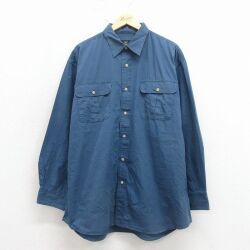 XL★古着 レッドヘッド 長袖 シャツ メンズ 大きいサイズ ロング丈 コットン 紺 26apr16