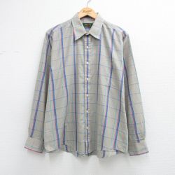 XL★古着 長袖 シャツ メンズ 00年代 00s ベージュ他 チェック 26apr20