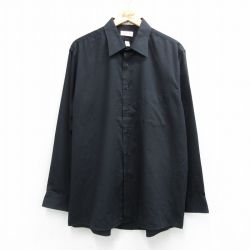 XL★古着 バンヒューセン 長袖 シャツ メンズ 大きいサイズ ロング丈 黒 26apr20