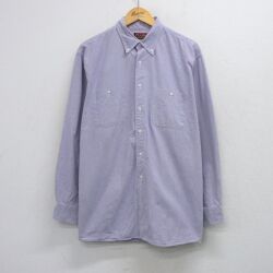 XL★古着 JOS A BANK 長袖 シャツ メンズ 90年代 90s ロング丈 コットン ボタンダウン USA製 紫系 26apr23