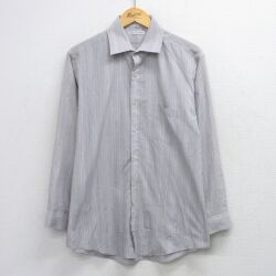 XL★古着 バンヒューセン 長袖 シャツ メンズ 90年代 90s グレー他 ストライプ 26apr23