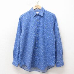 L★古着 長袖 シャツ メンズ 00年代 00s 花柄 コットン 紺他 26apr24
