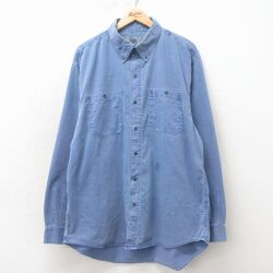 XL★古着 THE TERRITORY AHEAD 長袖 シャツ メンズ 00年代 00s ロング丈 コットン 薄紺 26apr24