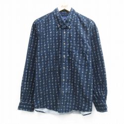 カタリナ 長袖シャツ 総柄 ネイビー XL | 古着