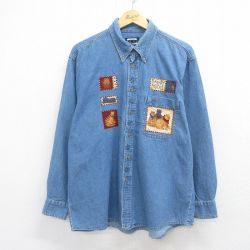 00s 長袖シャツ ネコ ネイビー XL | 古着