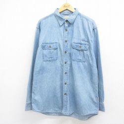 カベラス 長袖シャツ デニム ネイビー XL | 古着