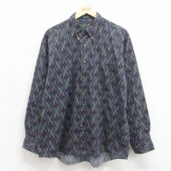 00s 長袖シャツ チェック ネイビー XL | 古着