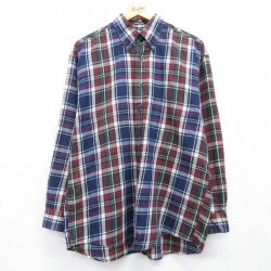 L★古着 GANT 長袖 シャツ メンズ 90年代 90s ボタンダウン ネイビー チェック 26may29