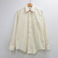 L★古着 アロー 長袖 シャツ メンズ 70年代 70s 総柄 USA製 ベージュ 26jun03
