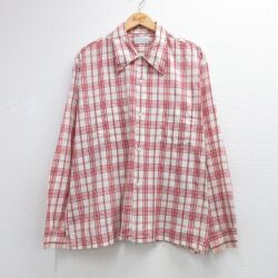 XL★古着 長袖 シャツ メンズ 70年代 70s 大きいサイズ USA製 レッド チェック 26jun03