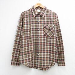 ビッグマック 70s 長袖シャツ チェック ブラウン メンズL相当 | 古着